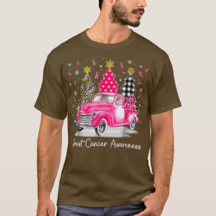 Pink Ribbon Christmas Vintage Truck Breast Cancer  T-Shirt