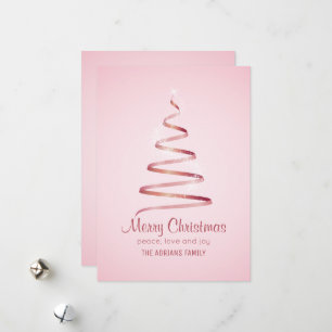 Pink ribbon chrristmas tree  holiday card