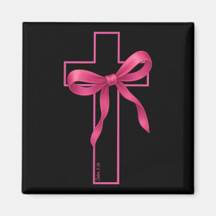 Pink Ribbon Cross Breast Cancer Awareness Christia Magnet