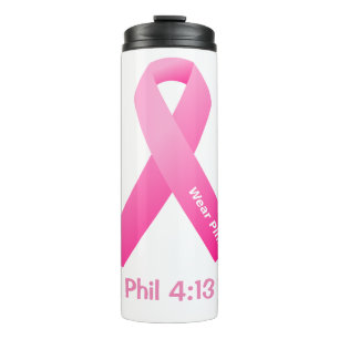 Pink Ribbon Customise It add name or initials! Thermal Tumbler