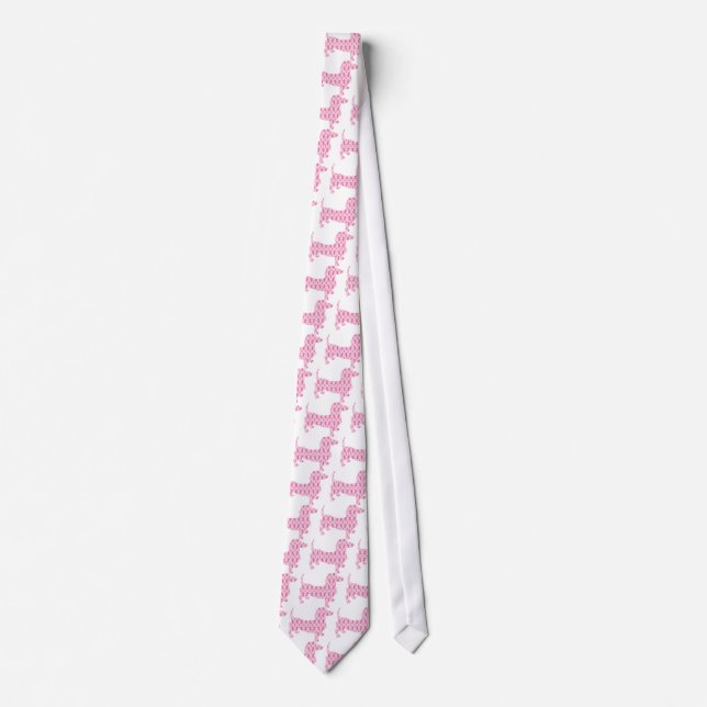 Pink Ribbon Dachshund Tie (Front)