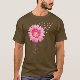 Pink Ribbon Daisy Faith Breast Cancer Awareness M T-Shirt