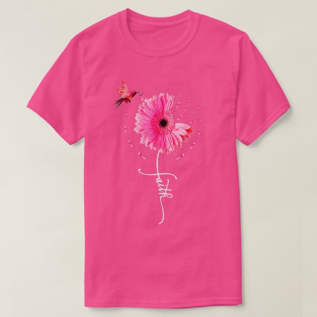 Pink Ribbon Daisy Faith Breast Cancer Awareness Mo T-Shirt (Design Front)
