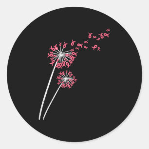 Pink Ribbon Dandelion Breast Cancer Awareness Men Classic Round Sticker