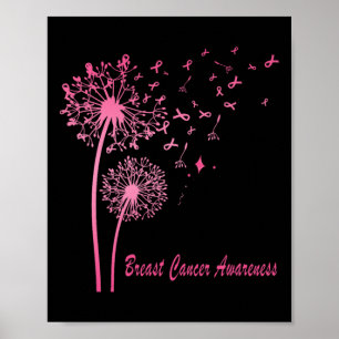 Pink Ribbon Dandelion Breast Cancer Awareness Men  Poster