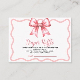 Pink Ribbon Diaper Raffle Card for Baby Shower