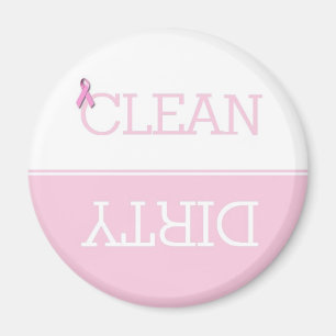 Pink Ribbon Dirty Clean Dishwasher Magnet