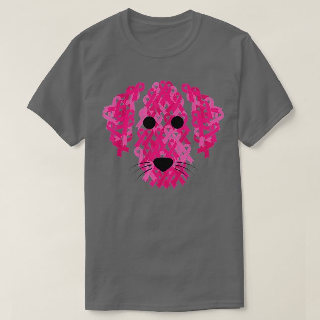 Pink Ribbon Dog Inspirational Breast Cancer Awaren T-Shirt (Design Front)
