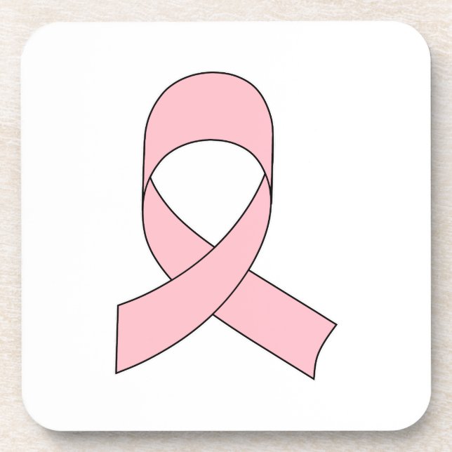 Pink Ribbon Drawing Coaster (Front)