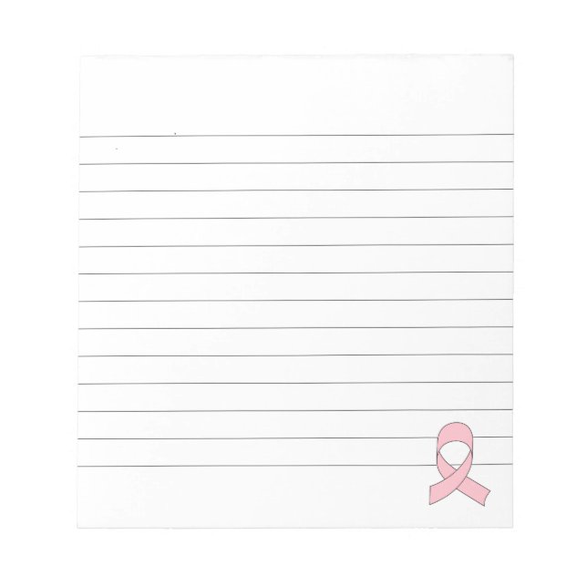 Pink Ribbon Drawing Lined Notepad (Front)