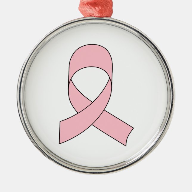 Pink Ribbon Drawing Metal Tree Decoration (Front)