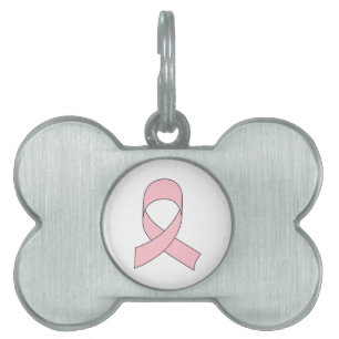 Pink Ribbon Drawing Pet Tag