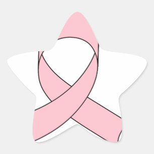 Pink Ribbon Drawing Star Sticker