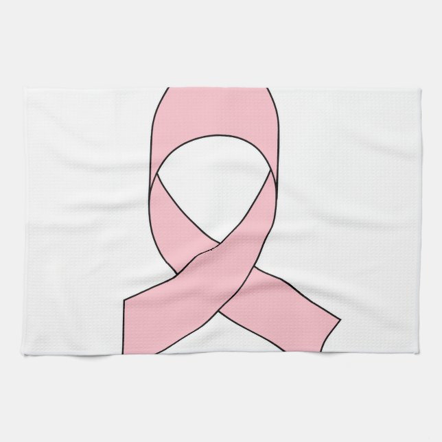 Pink Ribbon Drawing Tea Towel (Horizontal)