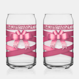 Pink Ribbon Drinkware Set Can Glass