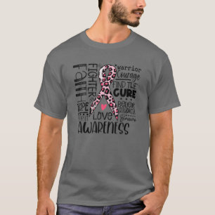 Pink Ribbon Faith Hope Love Typography Breast Canc T-Shirt