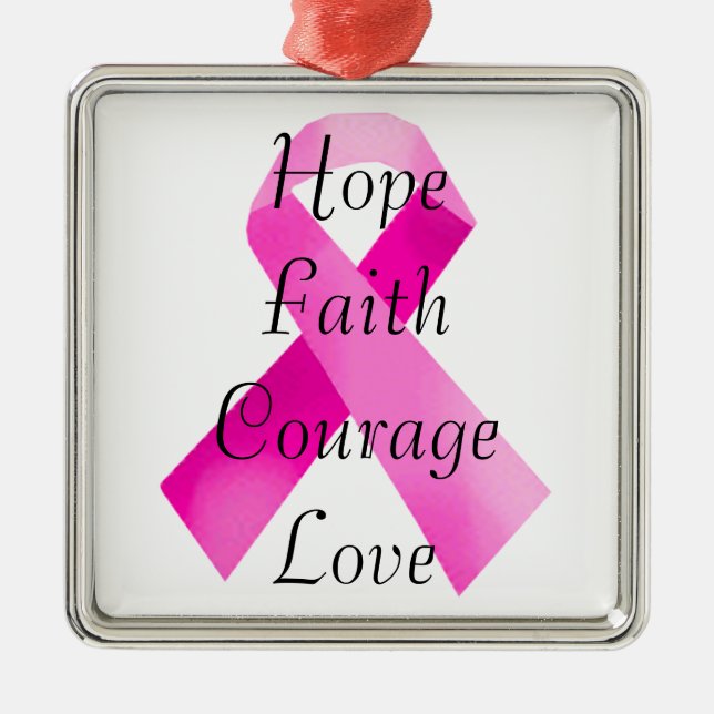 Pink Ribbon Faith Square Ornament (Front)