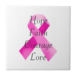 Pink Ribbon Faith Tile