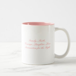 Pink Ribbon, Family...Faith..Courage...Laughter... Two-Tone Coffee Mug