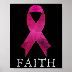 Pink Ribbon Fighter Of Breast Cancer Faith Heal An Poster