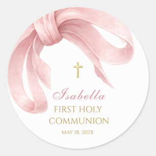 Pink Ribbon First Holy Communion Favour Stickers