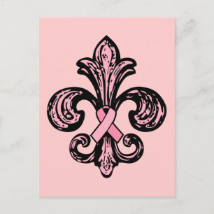 Pink Ribbon Fleur de lis Postcard