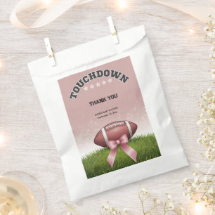Pink Ribbon Football Touchdown Baby Shower Favour Bags