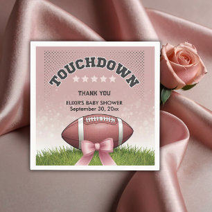 Pink Ribbon Football Touchdown Baby Shower Napkin