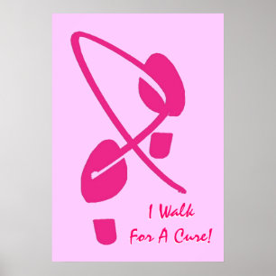 Pink Ribbon Footprints I Walk For A Cure I Poster