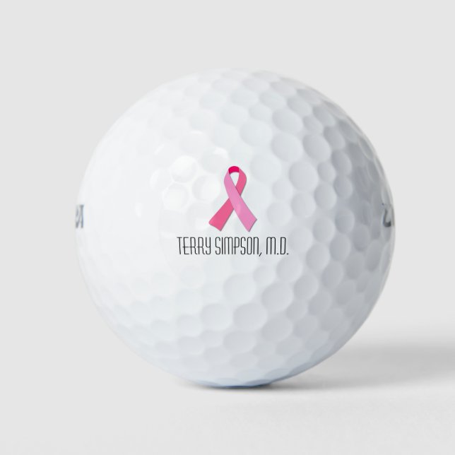 Pink Ribbon for Breast Cancer Awareness Golf Balls (Front)