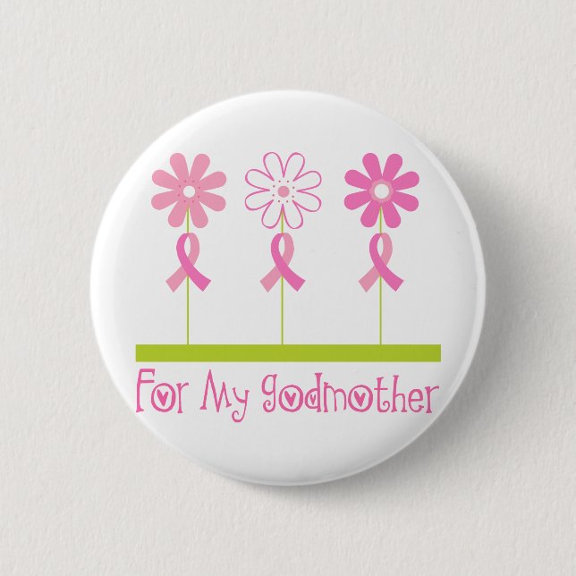 Pink Ribbon For My Godmother 6 Cm Round Badge (Front)