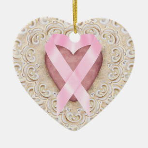 Pink Ribbon From the Heart - SRF Ceramic Tree Decoration