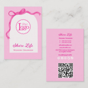 Pink Ribbon Gate Wedding Organizer Business Card