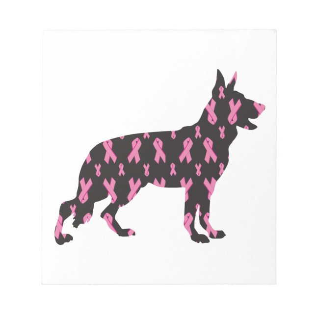 Pink Ribbon German Shepherd Notepad (Front)