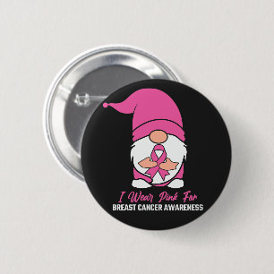 Pink Ribbon Gnome Breast Cancer Awareness 6 Cm Round Badge