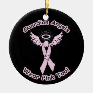 Pink Ribbon Guardian Angel Ceramic Tree Decoration