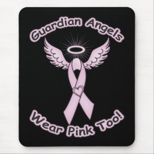 Pink Ribbon Guardian Angel Mouse Pad