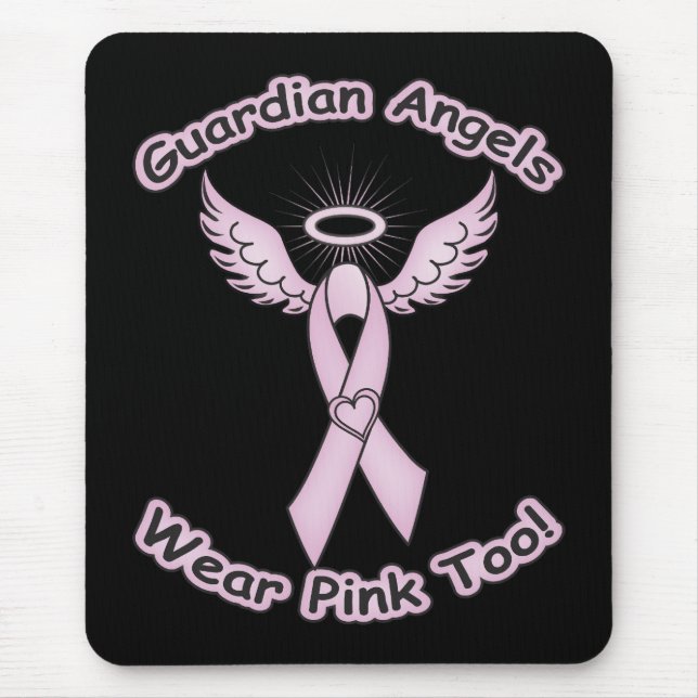 Pink Ribbon Guardian Angel Mouse Pad (Front)