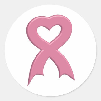 Pink-Ribbon-Heart-3D Sticker