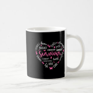 Pink Ribbon Heart Breast Cancer Awareness Survivor Coffee Mug