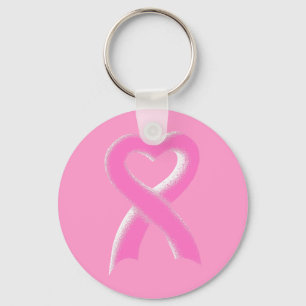 Pink Ribbon Heart Key Ring