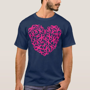 Pink Ribbon Heart Love Breast Cancer Awareness 245 T-Shirt