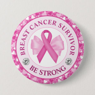 Pink Ribbon Heart Sparkle Awareness Design 7.5 Cm Round Badge