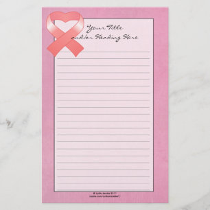 Pink Ribbon Heart Stationery