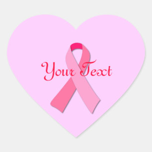 Pink Ribbon Heart Sticker