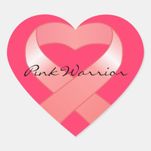 Pink Ribbon Heart Stickers