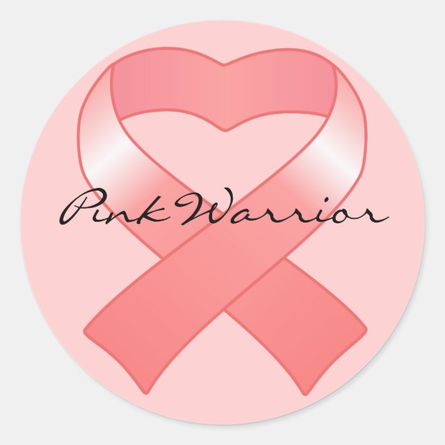 Pink Ribbon Heart Stickers (Front)