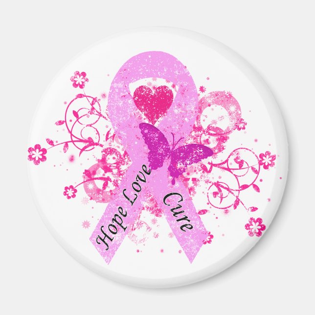 Pink Ribbon Hope Love Cure Magnet (Front)