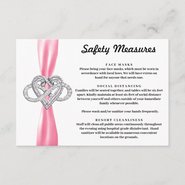Pink Ribbon Infinity Heart Safety Measures Enclosure Card (Front)