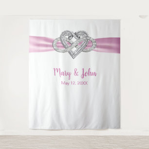 Pink Ribbon Infinity Heart Wedding Backdrop Tapestry